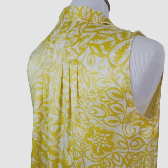 Cabi Size S 100% Silk Moonbeam Blouse Floral Yellow Tie Neck 801 - Picture 5 of 9